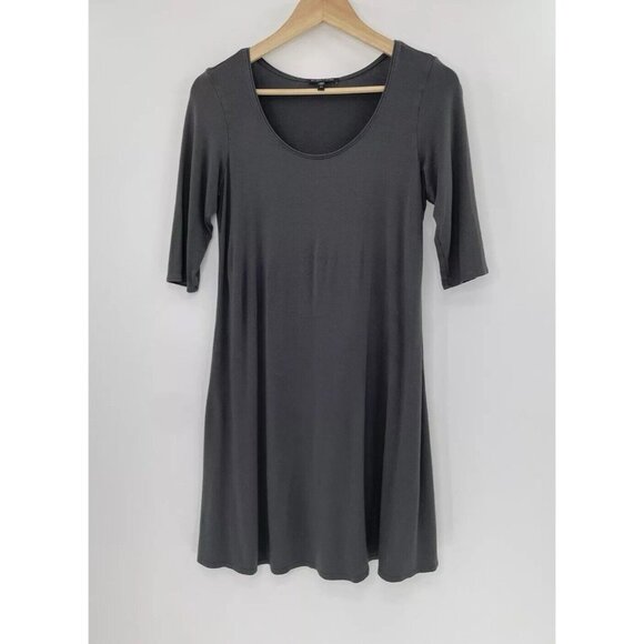 Eileen Fisher Tops - Eileen Fisher Dark Gray Stretch Round Neck Tunic T-Shirt XS Minimalist See Photo